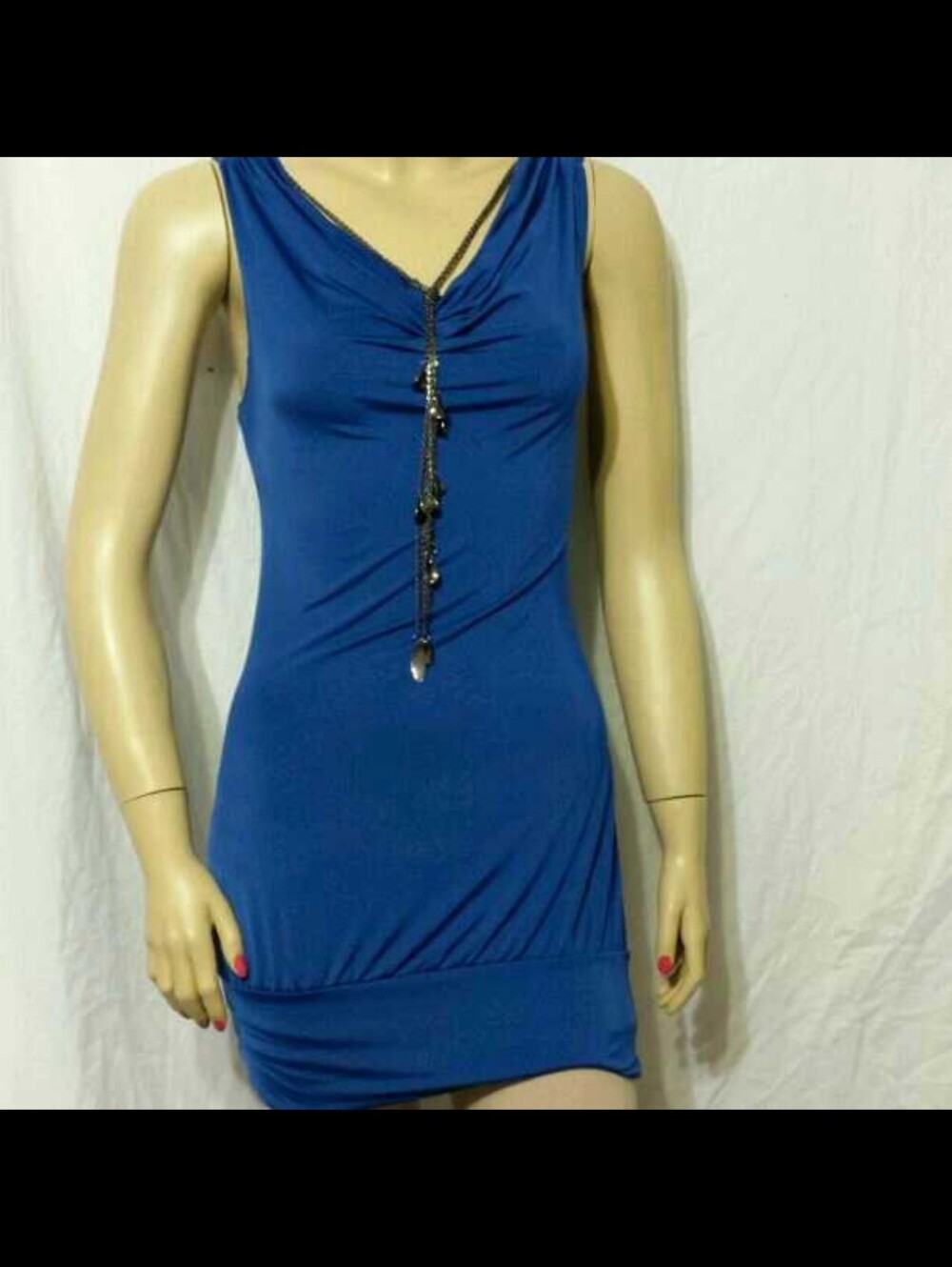 Kiwi Royal Blue Dress with built-in necklace